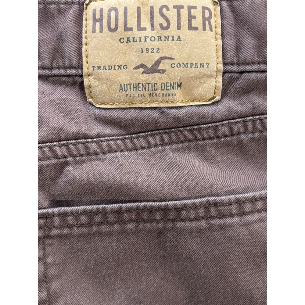 Twill Pants Mens 33x32 Brown Mauve Slim Straight Leg Five Pocket Hollister - Picture 5 of 7